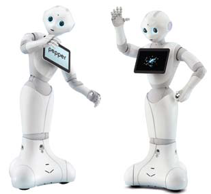 하얀색 인간형의 두 로봇