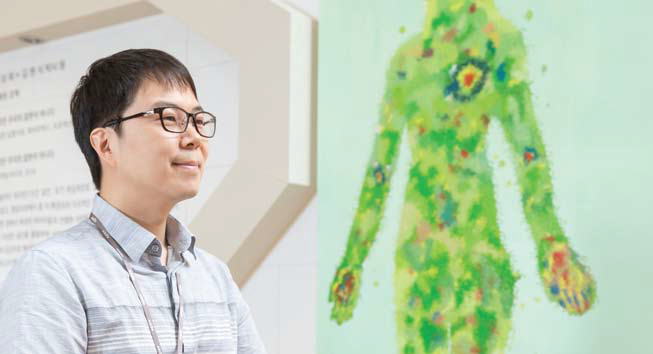 사진 - 인체열사진을 배경으로 신호선박사
